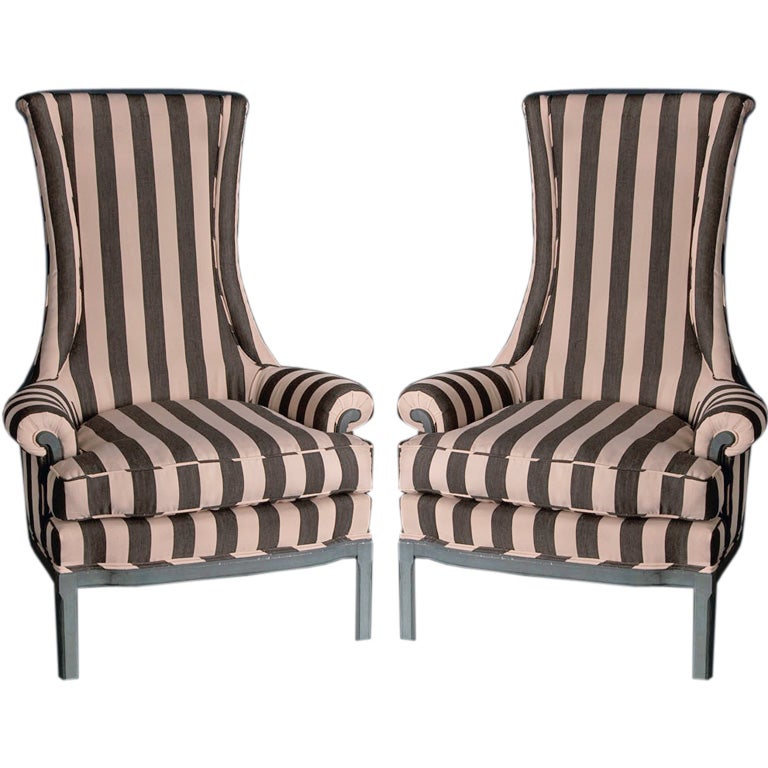 A Pair of Highbacked 1940s Wing Chairs For Sale