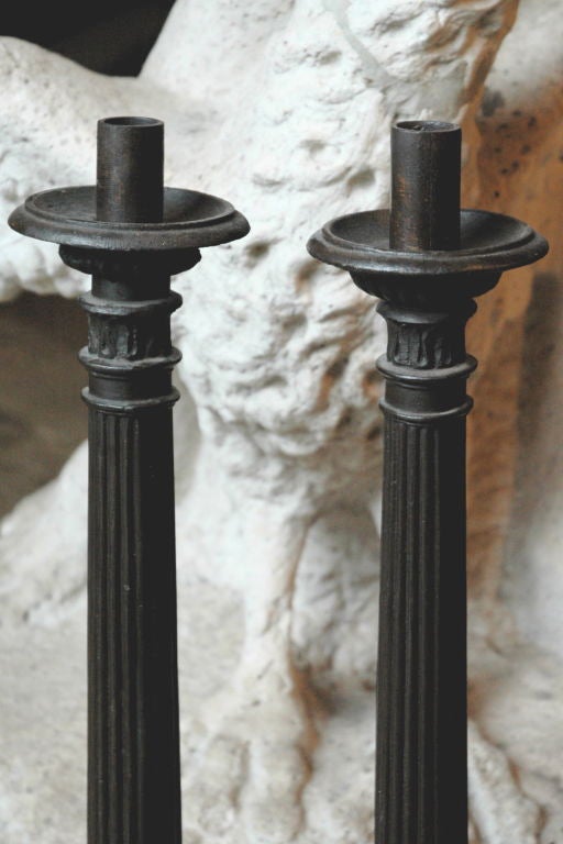 19th Century CAST IRON CANDLE STICKS