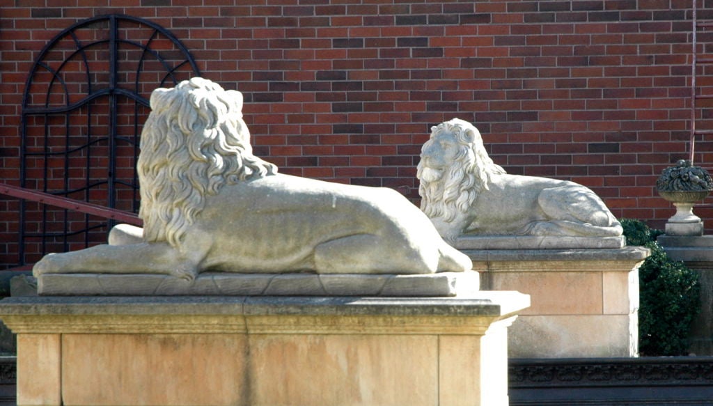 Carved Recumbent Lions For Sale