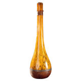 A LARGE ORANGE COLOURED GLASS  VASE (LAMP)