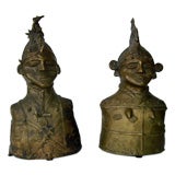 A pair of West African Nigeria Benin Tribe Bronze sculptures