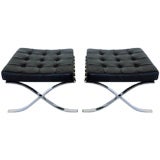 Pair of Barcelona stools by Ludwig Mies van der Rohe