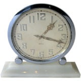 Chrome Art Deco Desk Clock on a Marble base