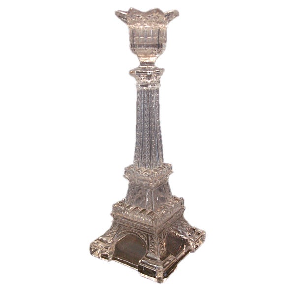 A rare Portieux frosted pressed glass candlestick For Sale