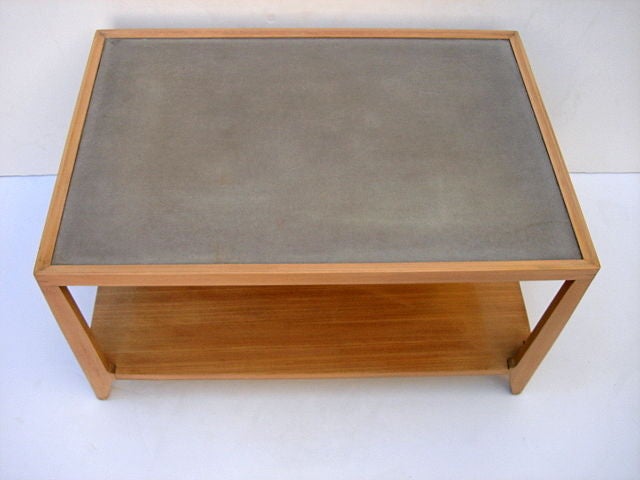 Edward Wormley Cocktail Coffee Table for Precedent line for Drexel with a Grey Leather Top. circa.1947