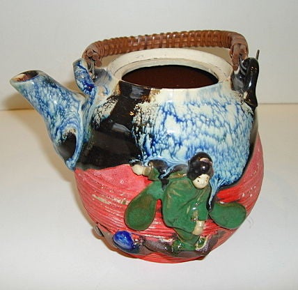 Glazed Sumida Gawa Pottery Pieces (Teapot without lid) For Sale