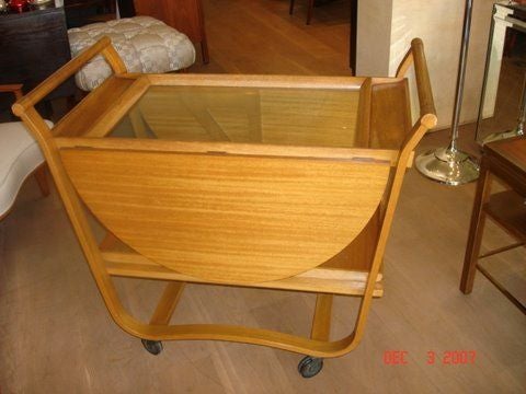 American All mahogany, drop leaf Tea Cart by Edward Wormley for Dunbar For Sale