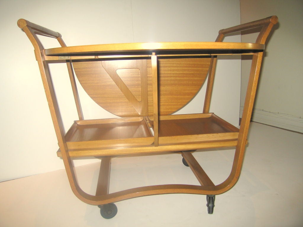 All mahogany, drop leaf Tea Cart by Edward Wormley for Dunbar In Excellent Condition For Sale In West Hollywood, CA