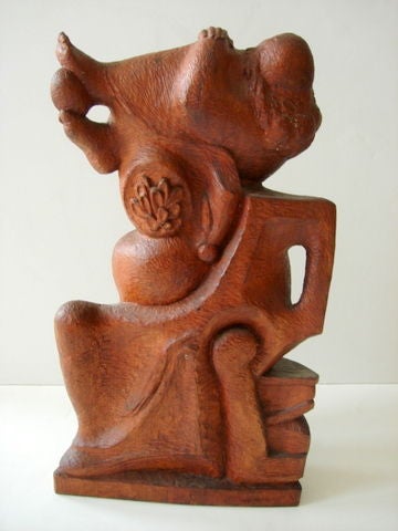 Abstract Carved Wood Sculpture by Robert Lohman