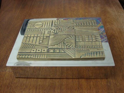 Stunning Silver Jewelry Box with Gold Relief on Cover