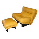 Poltrona Frau Lounge Chair and Ottoman by Tito Agnoli