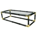 Black Lacquered Bamboo-Form & Brass Coffee Table