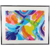 Large & Colorful 1973 Abstract Lithograph By Alice Baber
