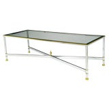 Vintage Maison Jansen Style Chrome And Brass Neoclassical Coffee Table