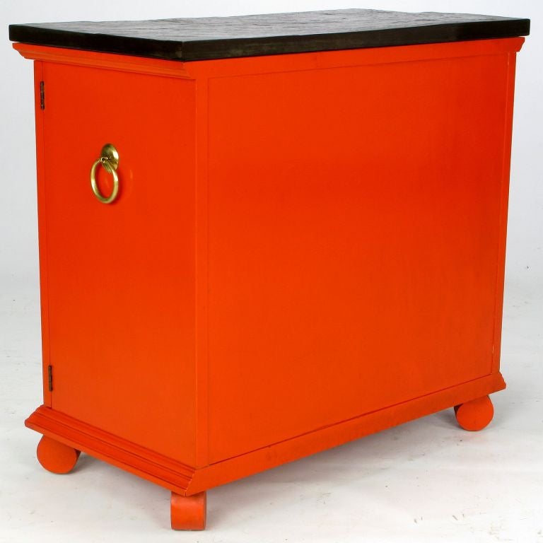 Dorothy Draper Commode In Castilian Red Lacquer With Gilding 5