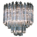 Venini Multi-Tiered Chrome And Clear Glass Chandelier