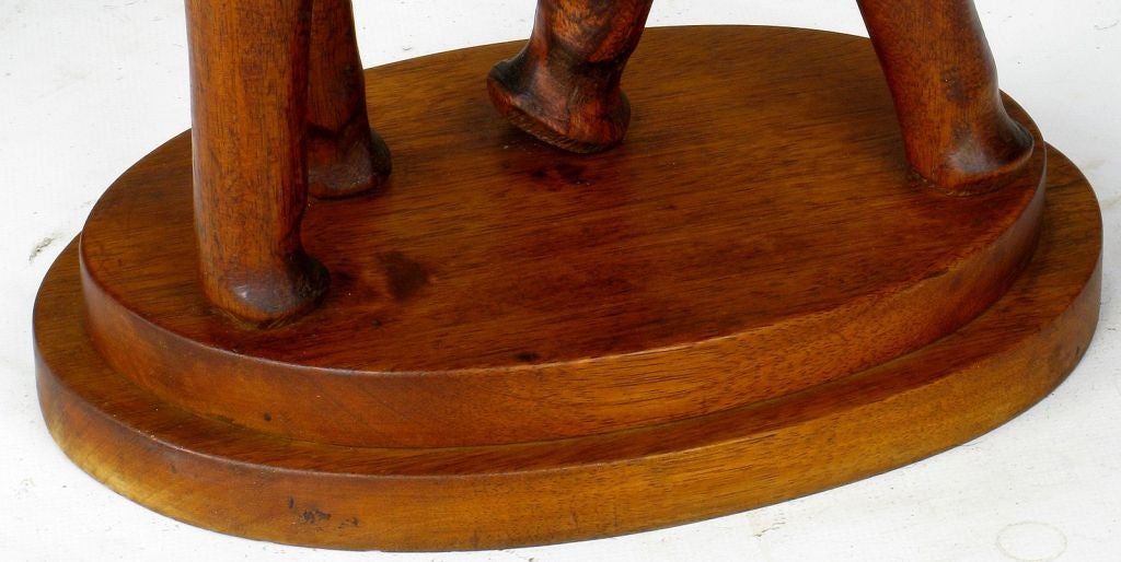 Pair Hand Carved Wood Pachyderm Form End Tables 2