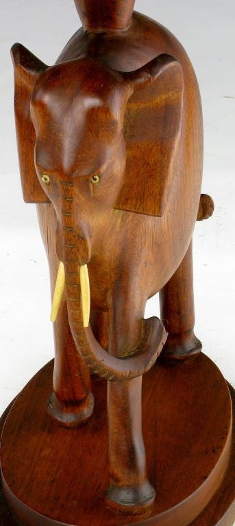 Pair Hand Carved Wood Pachyderm Form End Tables 4