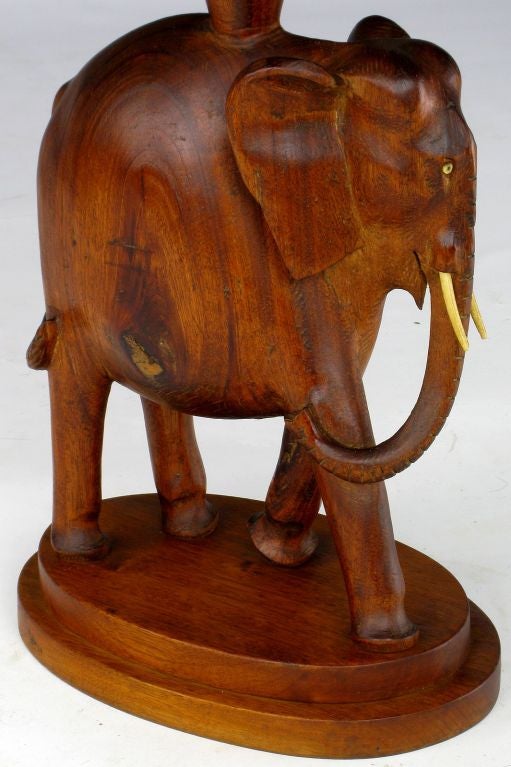 Pair Hand Carved Wood Pachyderm Form End Tables 5
