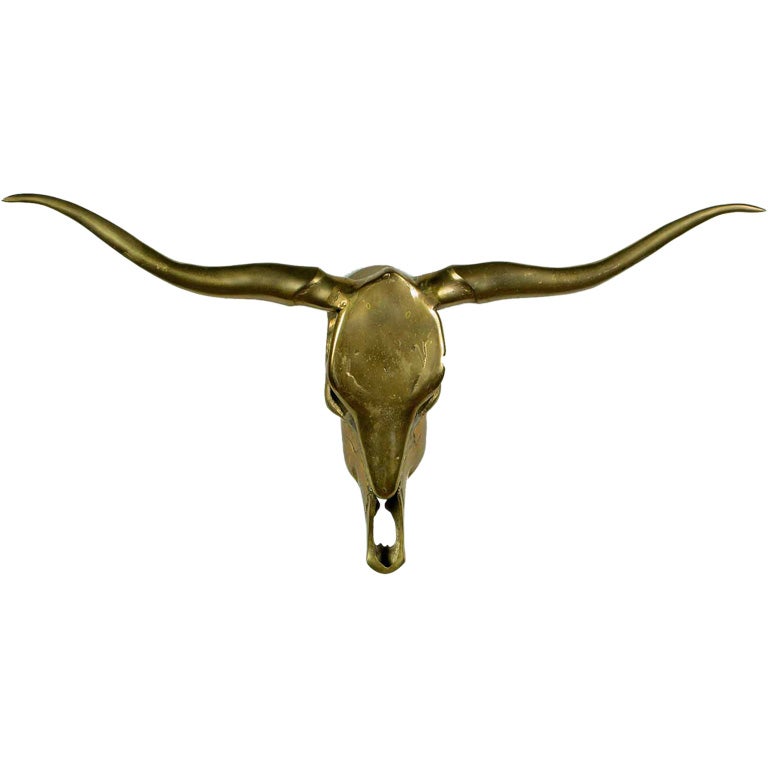 Solid Brass Longhorn Steer Skull
