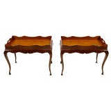 Elegant Pair Of Hand Carved Walnut Tea-Height End Tables