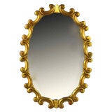 Vintage French Art Deco Style Oval Mirror With Gilt Finish