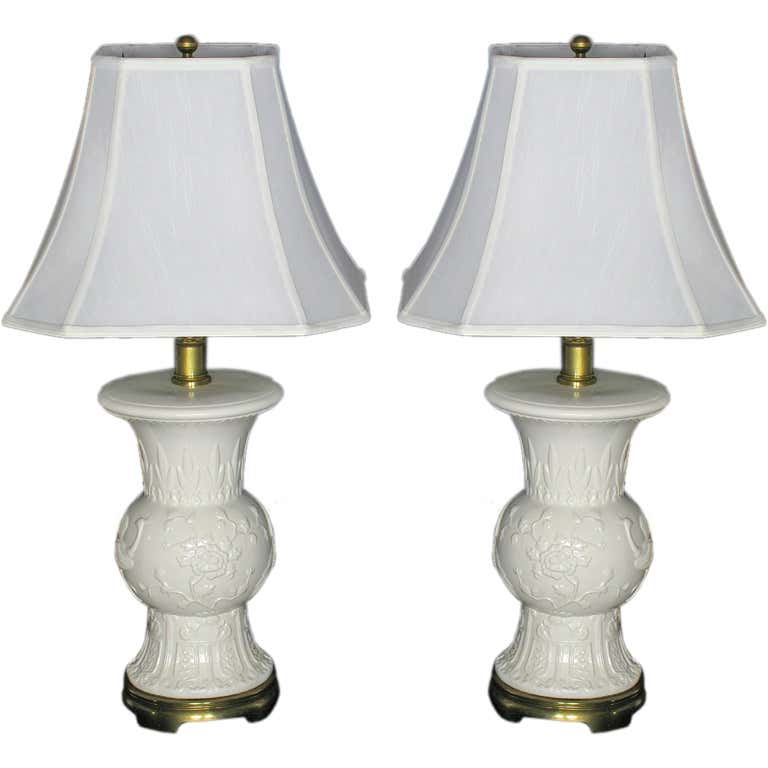 Pair Frederick Cooper White Porcelain Table Lamps at 1stDibs
