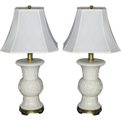 Vintage Pair Frederick Cooper White Porcelain Table Lamps