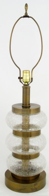 Pair Of Crackle Glass And Brass Table Lamps By Paul Hanson