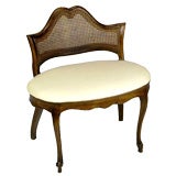 Louis XV  Oval Chauffeuse In Aged Walnut And Cane