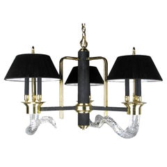 Art Deco Revival Chandelier With Crystal Ram Horns