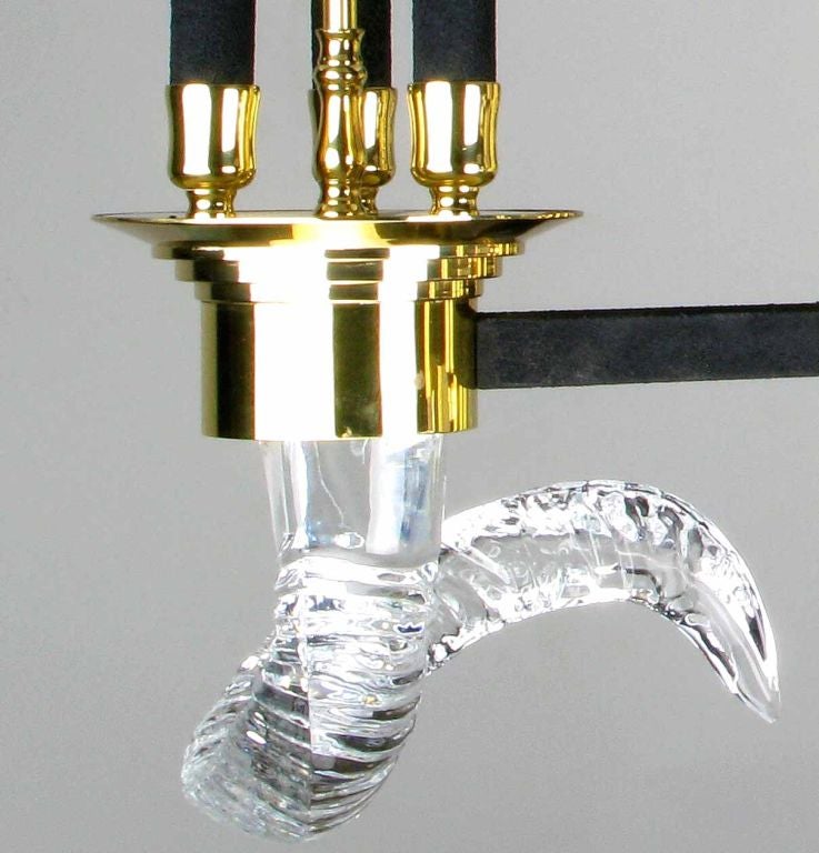 Art Deco Revival Chandelier With Crystal Ram Horns 1