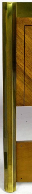 Zebrano Wood And Antique Brass King Headboard By Mastercraft