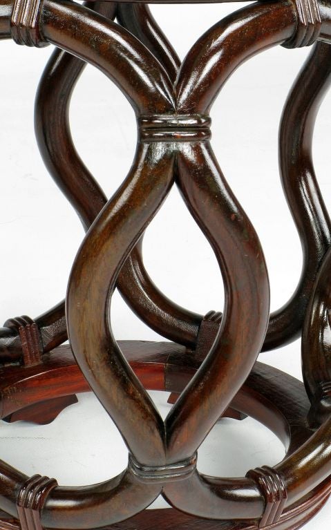 Pair Asian Mahogany Bentwood Garden Seat Stools 1