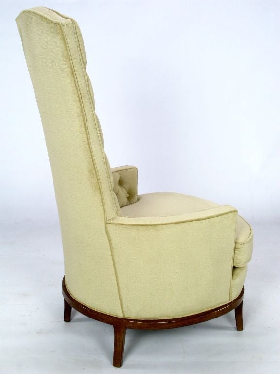 High Backed Barrel Club Chairs In Button Tufted Cream Velvet 1