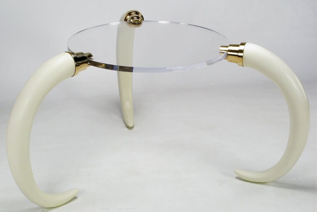 Late 20th Century Magnificent Tusk & Lucite Center Table
