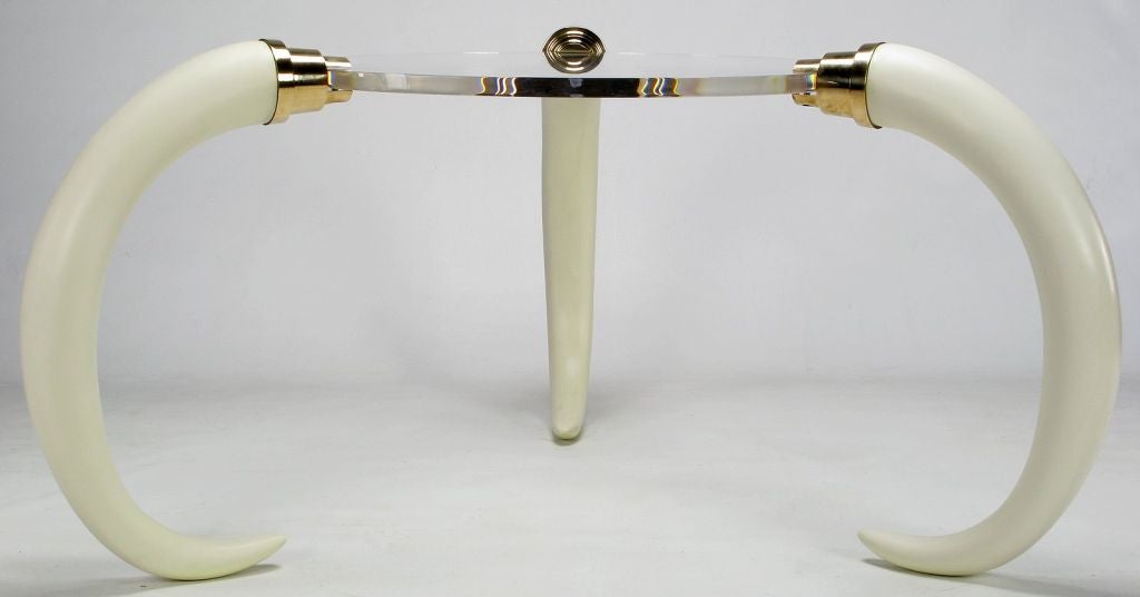 American Magnificent Tusk & Lucite Center Table