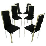 Six Chrome And Brass Dining Chairs