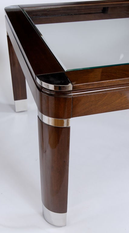 American Mahogany And Chrome Dining Table