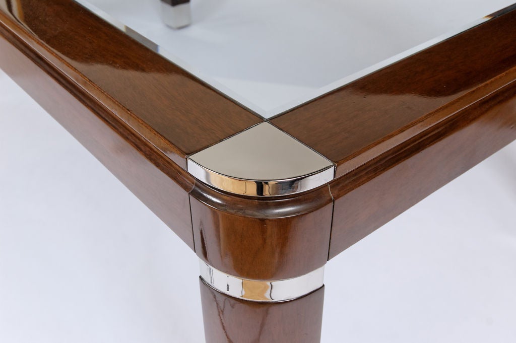 Late 20th Century Mahogany And Chrome Dining Table