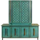Vintage Bert England For Johnson Furniture Two-Piece Cabinet Set