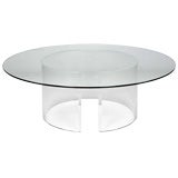 Open-Cylinder Lucite & Glass Coffee Table