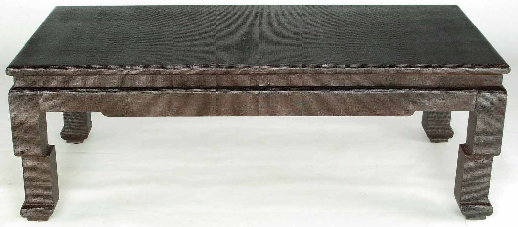 Deep Plum Lacquered Linen Coffee Table