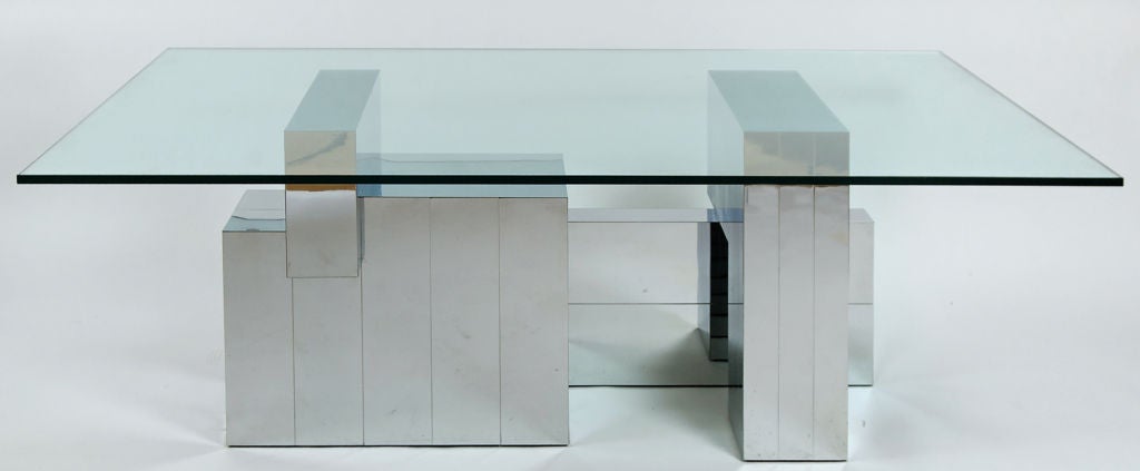 Paul Evans Chrome & Glass Cityscape Dining Table