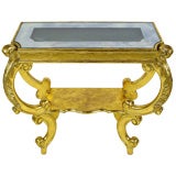 1940s Gilt Rococo Console Table With Illuminated Glass Top