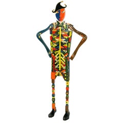 Vividl Life-Sized Postmodern Wood Jester Sculpture