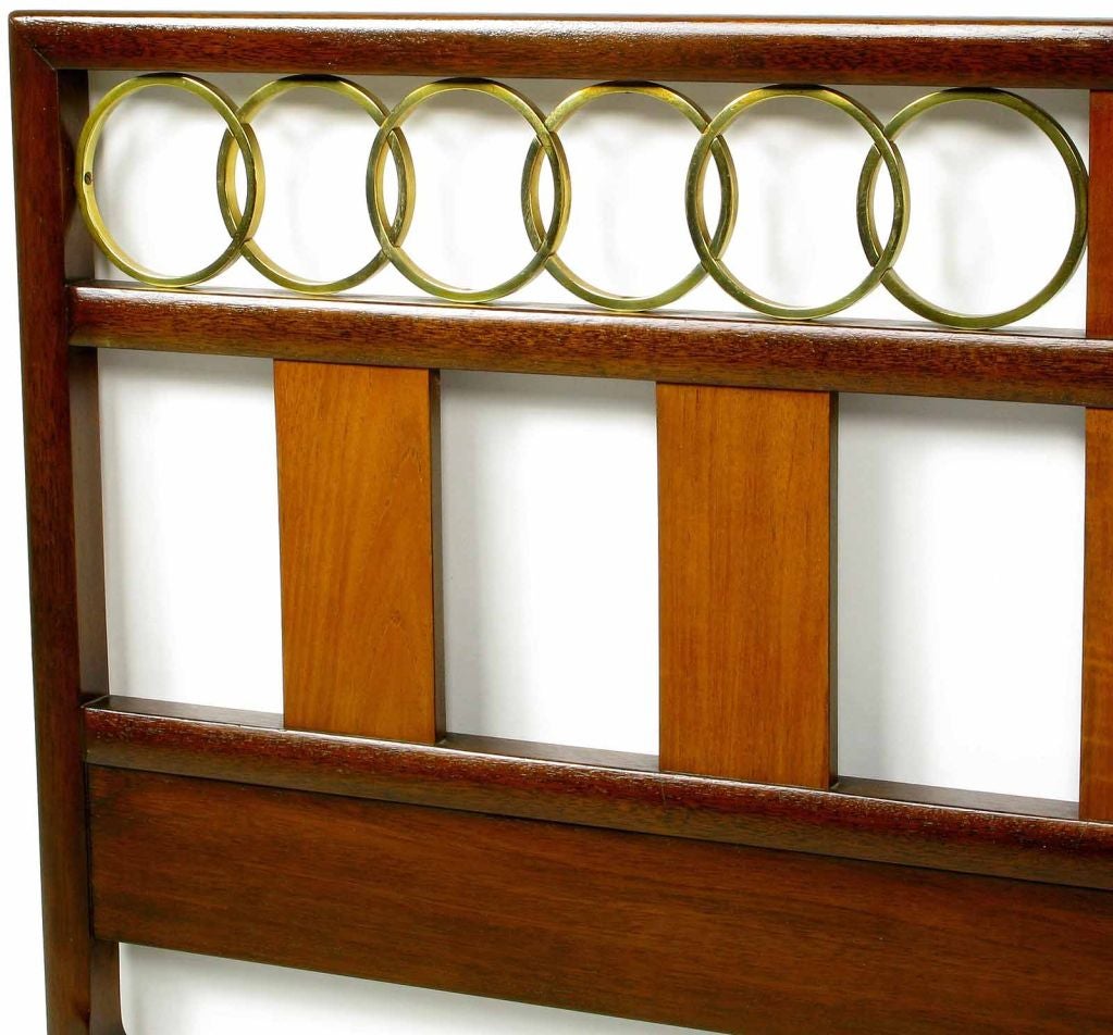 Michael Taylor Mahogany & Brass Circle King Headboard
