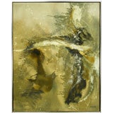 Large Earth Tone Oil & Gesso Relief  Abstract By Hardy