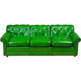 Vintage Stunning 1960s Grass Green Leather Sofa