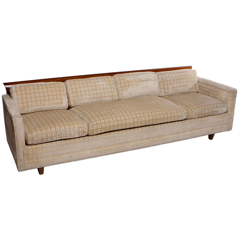 Long And Low Baker Sofa With Walnut Roll-Form Back